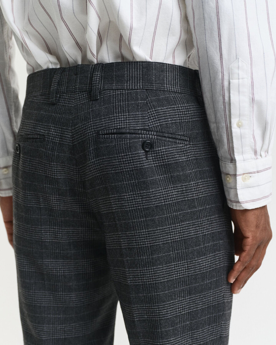 slim fit glen check suit pants - antracit melange