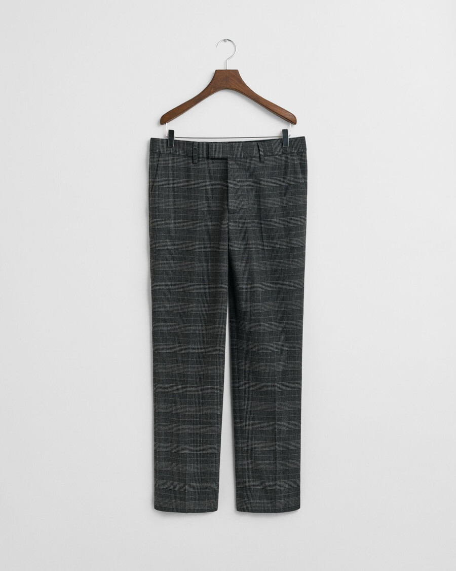 slim fit glen check suit pants - antracit melange