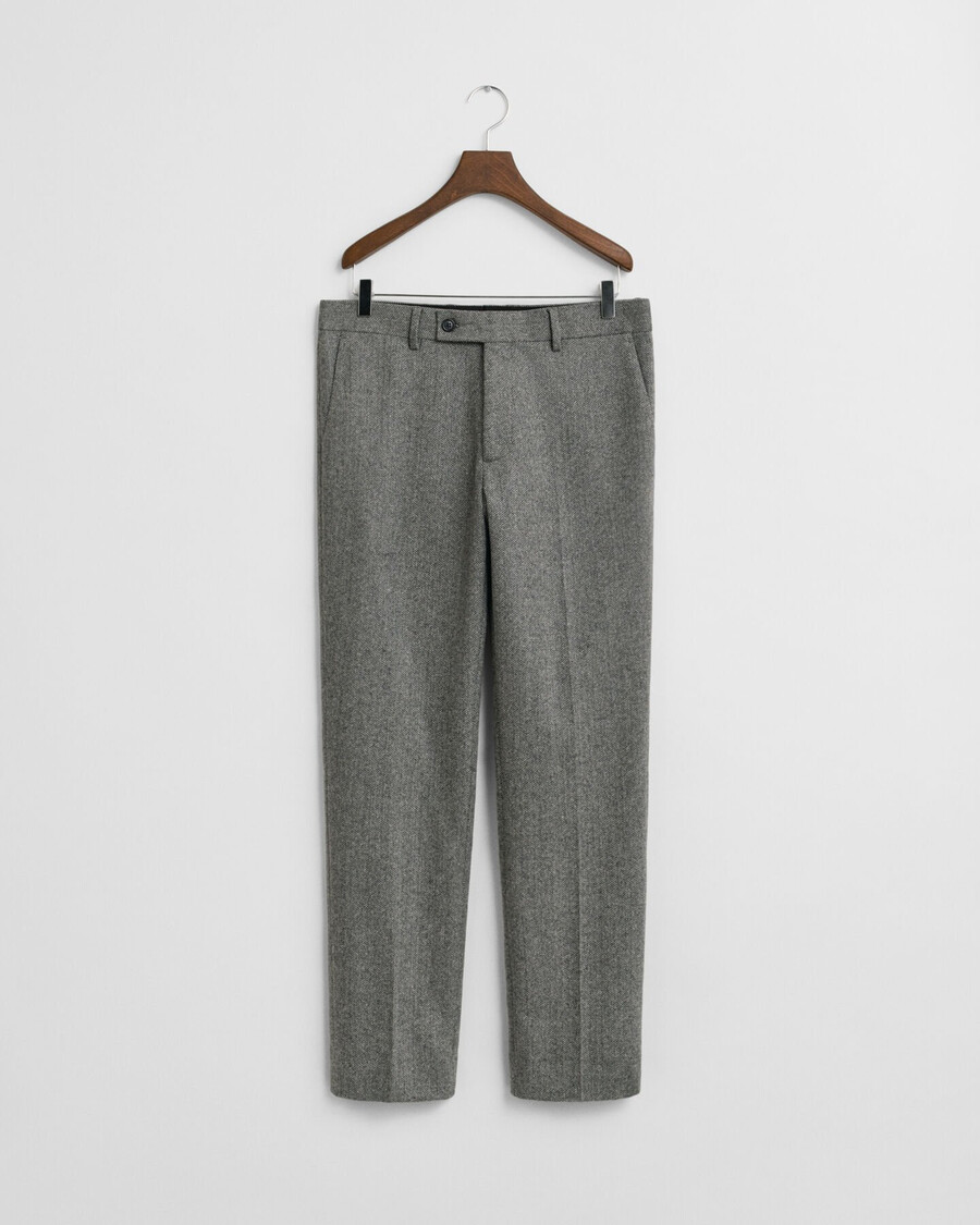 slim fit flannel herringbone suit pants - antracit melange