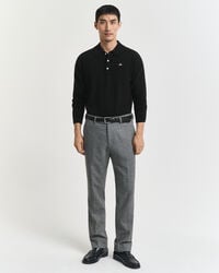 slim fit flannel herringbone suit pants - antracit melange