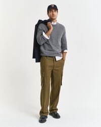 relaxed fit wool blend cargo pants - moss green
