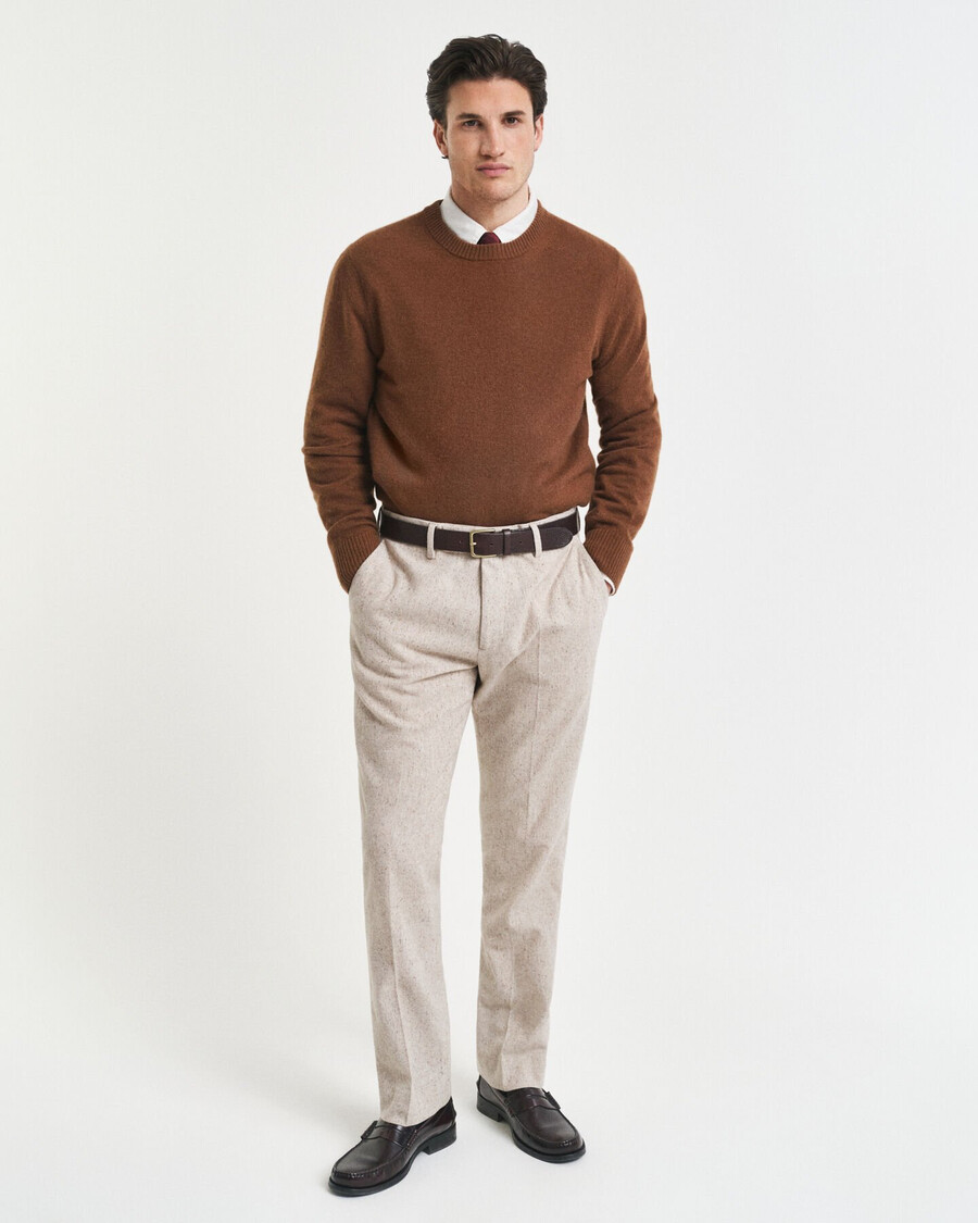 slim fit donegal suit pants - seed melange