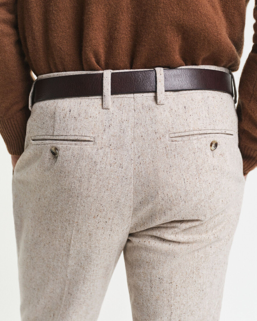 slim fit donegal suit pants - seed melange