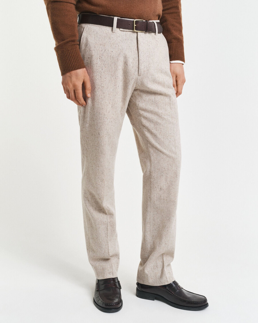slim fit donegal suit pants - seed melange