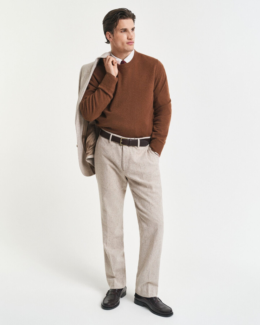 slim fit donegal suit pants - seed melange