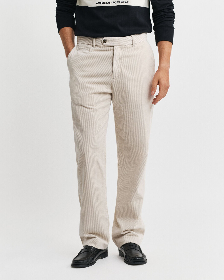 straight fit corduroy pants - putty