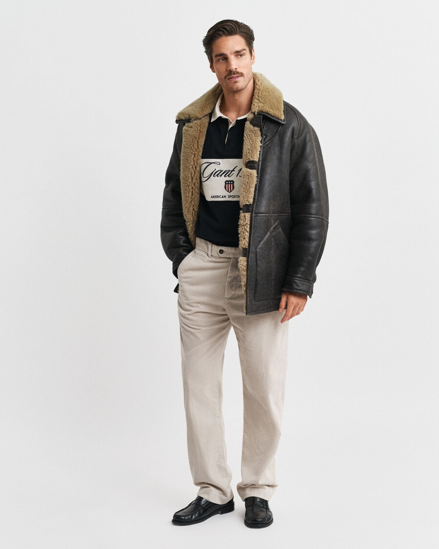 straight fit corduroy pants - putty