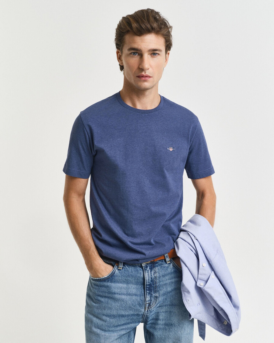 regular fit shield tshirt - dk jeansblue melange