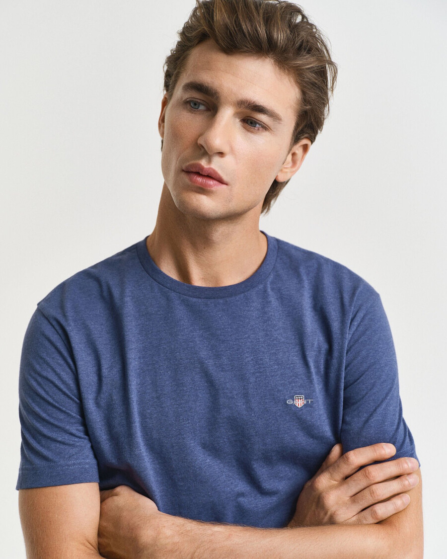 regular fit shield tshirt - dk jeansblue melange