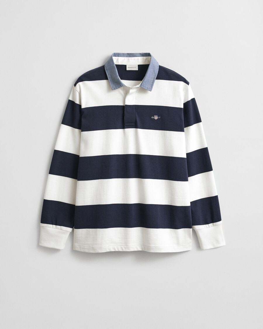 chambray collar striped heavy rugger - eggshell