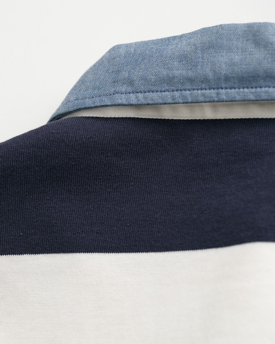 chambray collar striped heavy rugger - eggshell