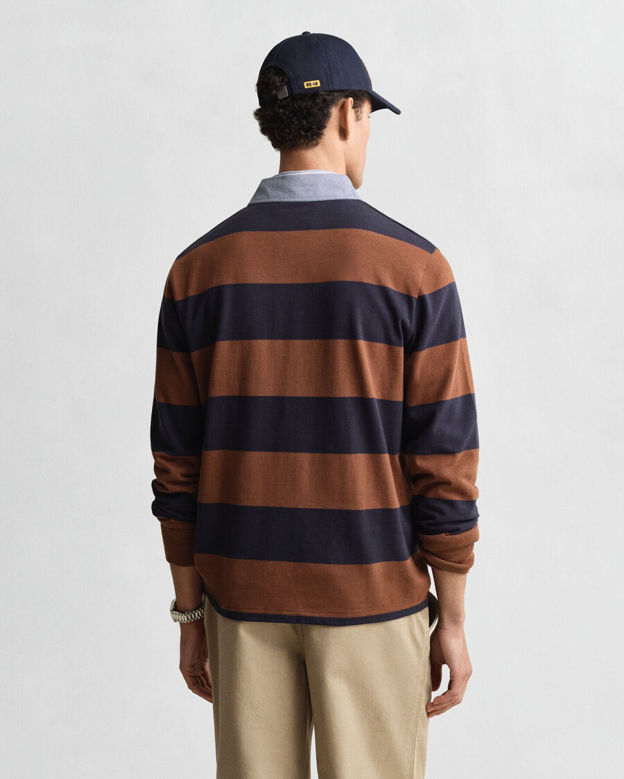 chambray collar striped heavy rugger - mahogany brown
