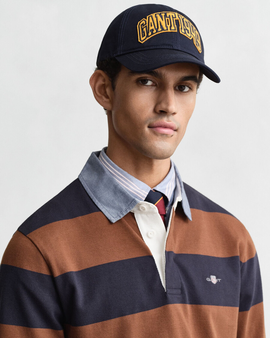 chambray collar striped heavy rugger - mahogany brown