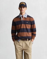 chambray collar striped heavy rugger - mahogany brown