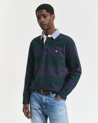 chambray collar striped heavy rugger - tartan green