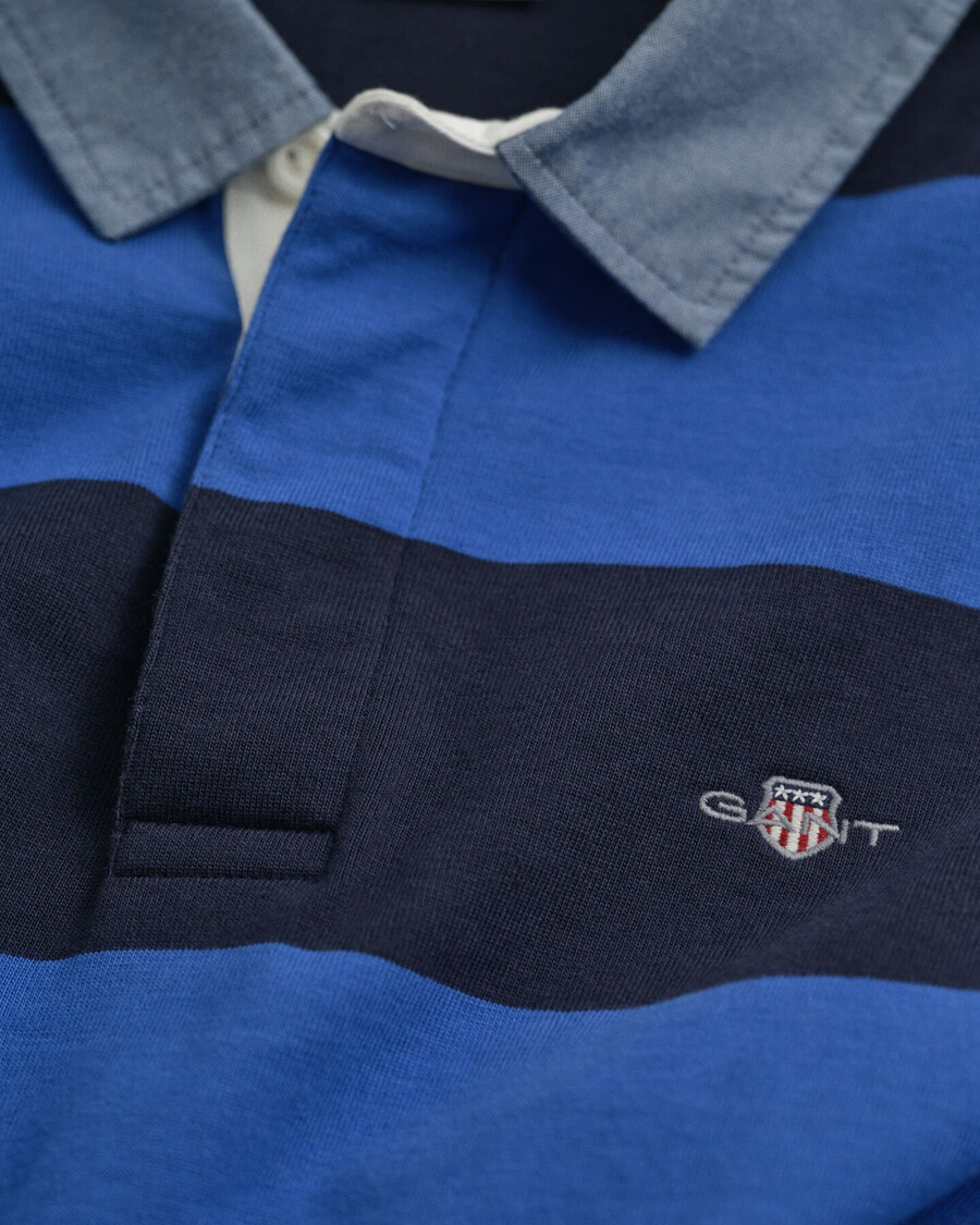 chambray collar striped heavy rugger - rich blue