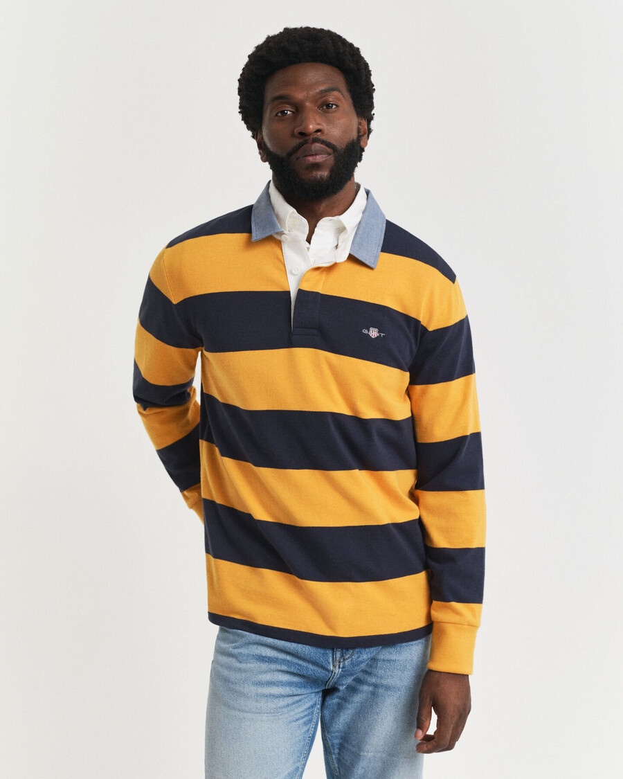 chambray collar striped heavy rugger - yellow lichen