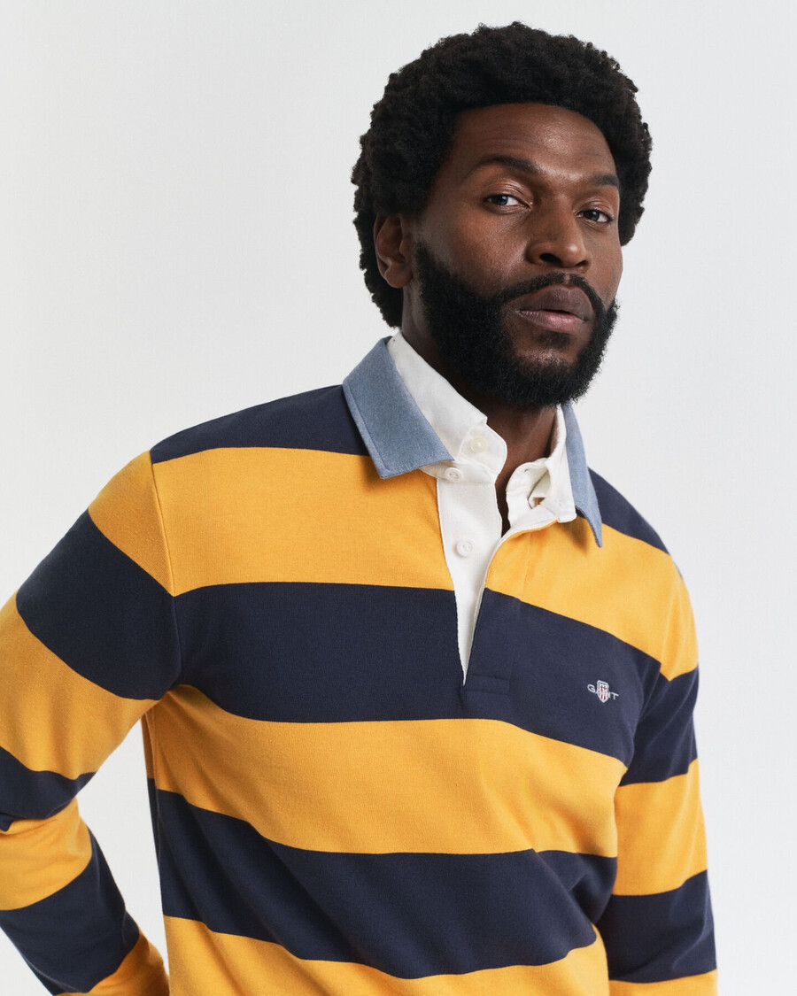 chambray collar striped heavy rugger - yellow lichen