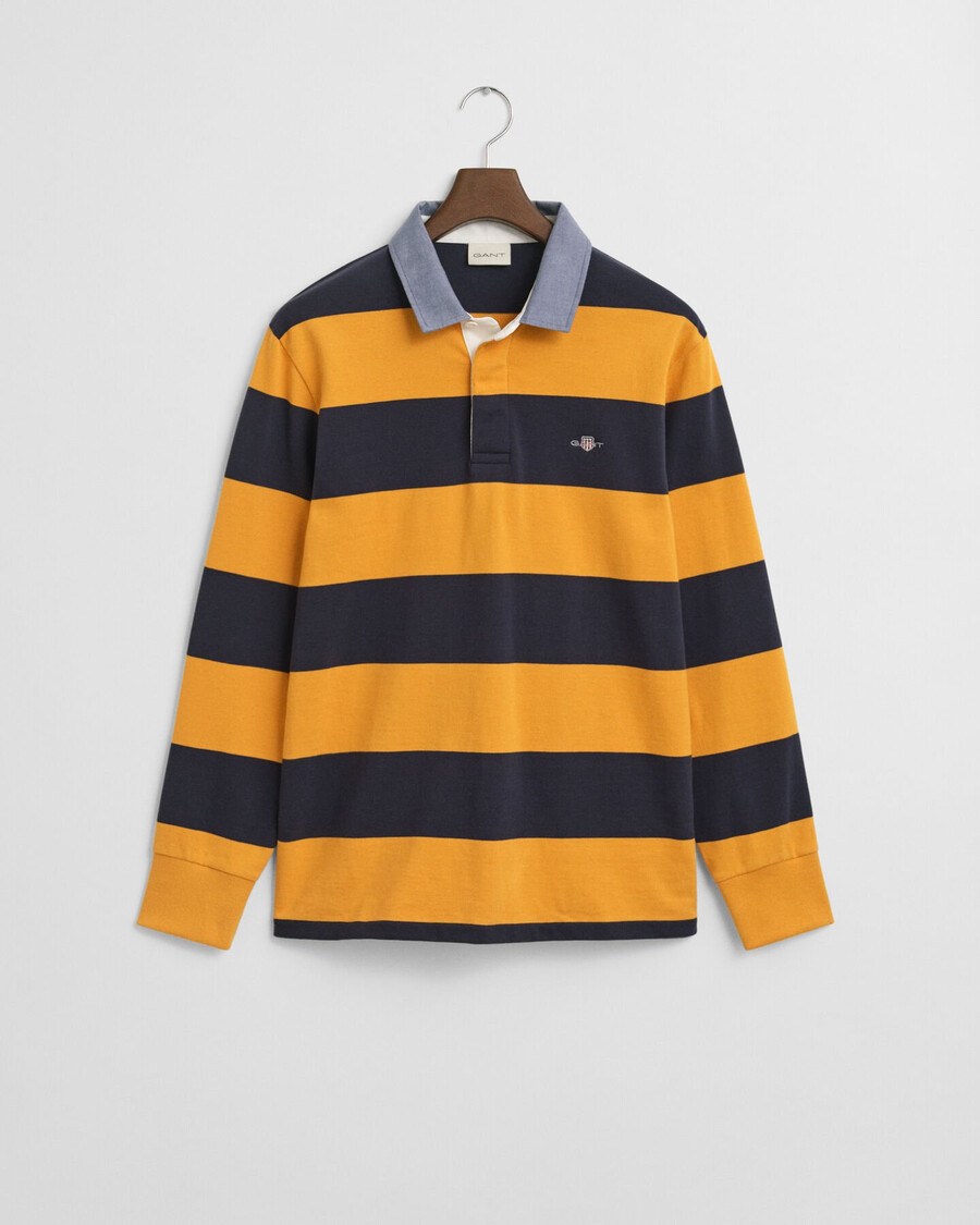 chambray collar striped heavy rugger - yellow lichen