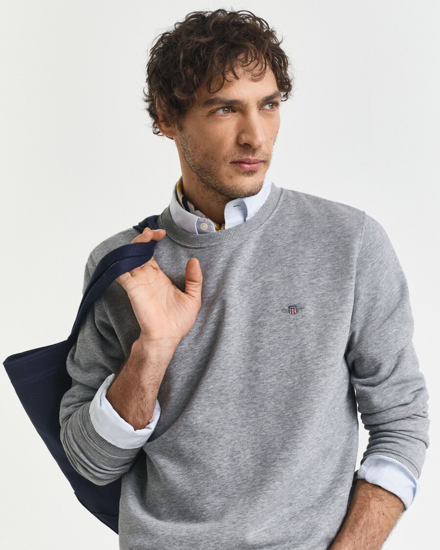 shield crew neck sweatshirt - grey melange