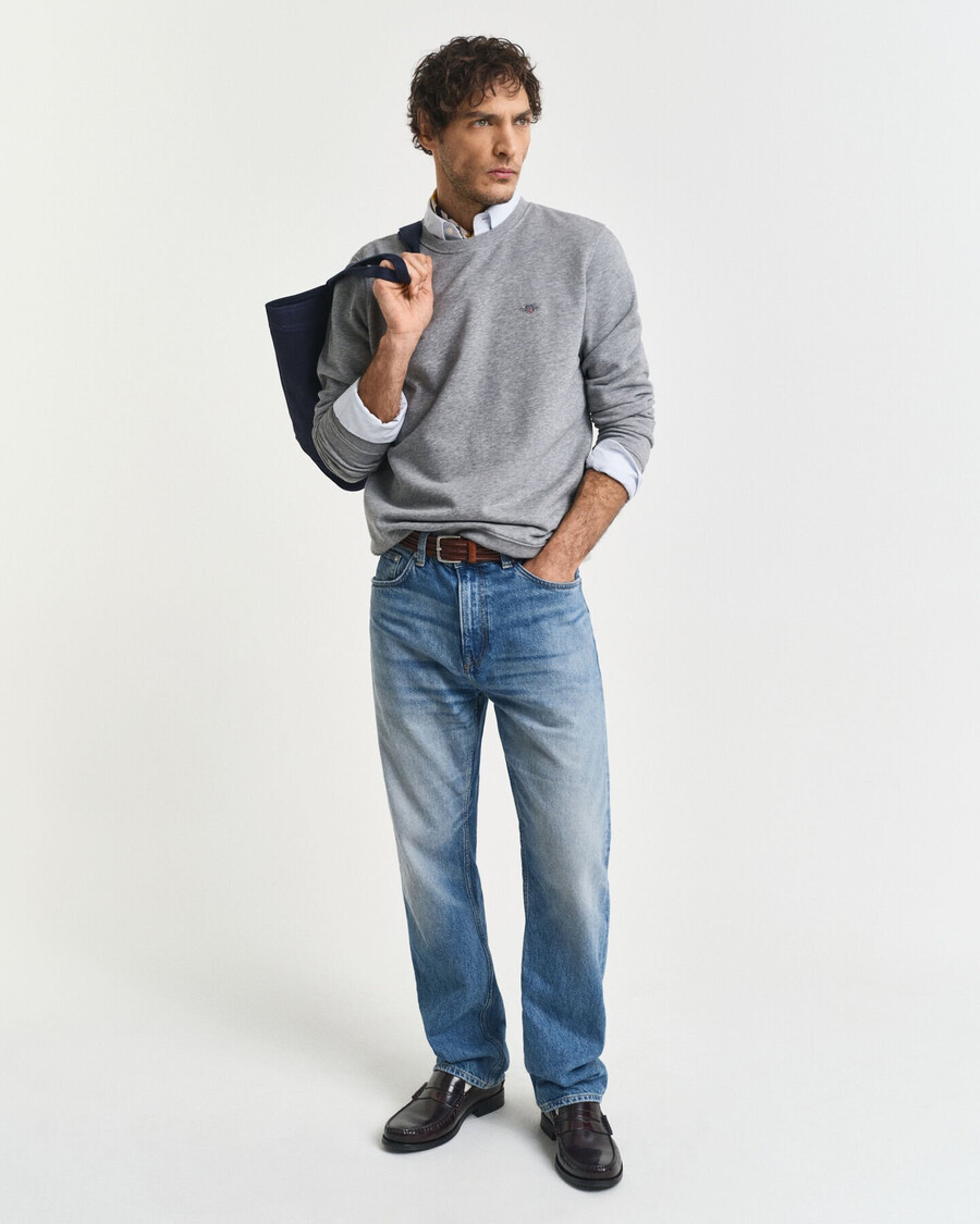 shield crew neck sweatshirt - grey melange