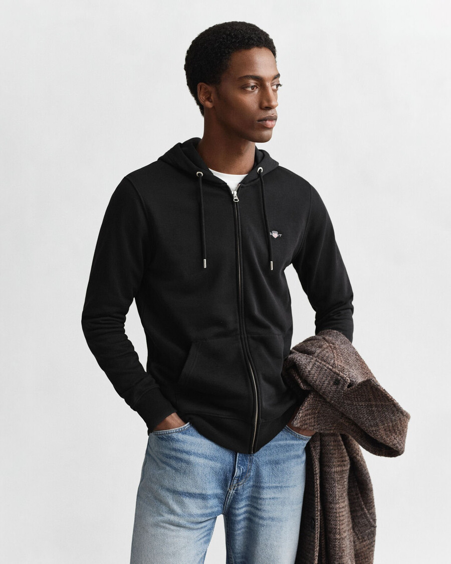 shield zip hoodie - black