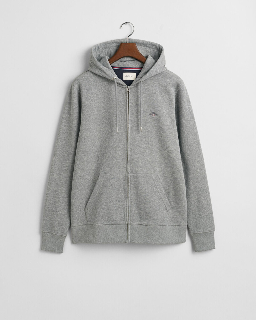 shield zip hoodie - grey melange