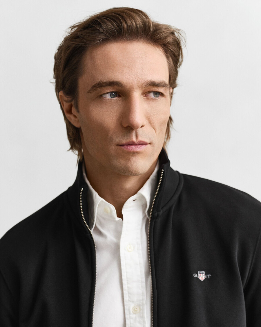 shield zip sweatshirt - black