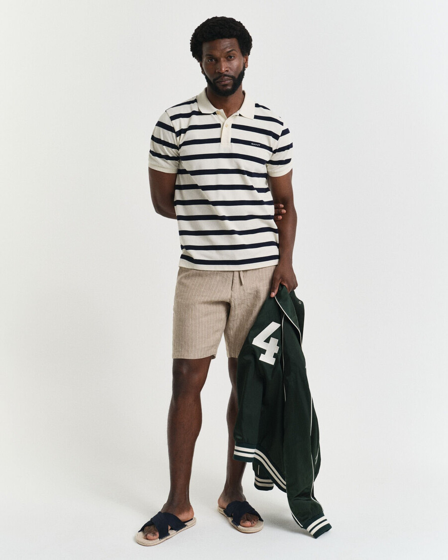 striped polo shirt - cream