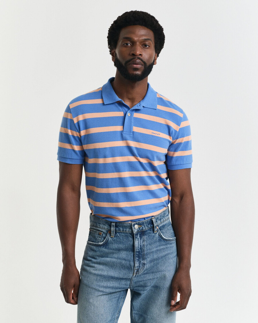 striped polo shirt - perfect blue