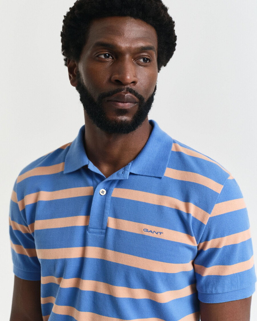 striped polo shirt - perfect blue