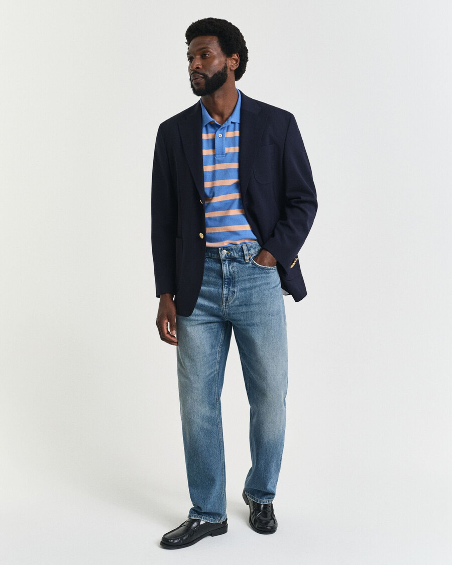 striped polo shirt - perfect blue