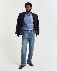 striped polo shirt - perfect blue