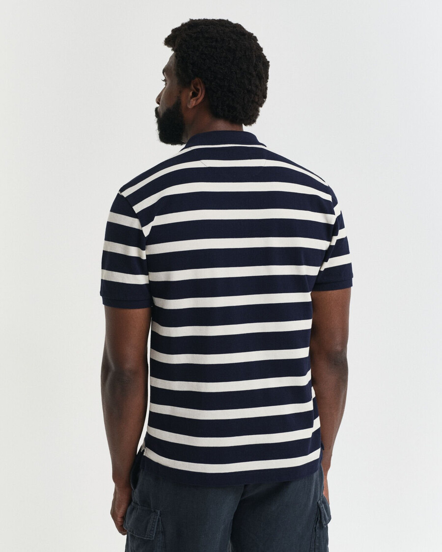 striped polo shirt - evening blue