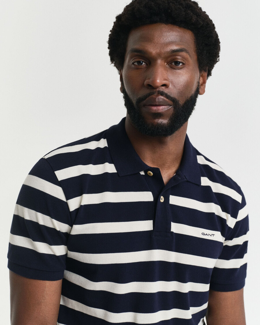 striped polo shirt - evening blue