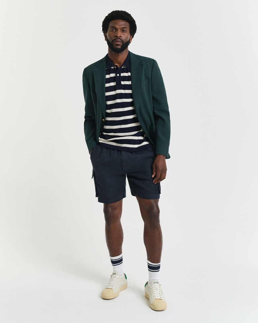 striped polo shirt - evening blue