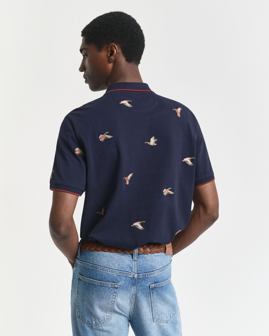 embroidered polo shirt - evening blue