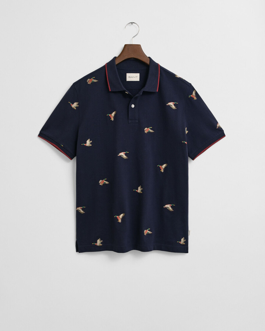 embroidered polo shirt - evening blue