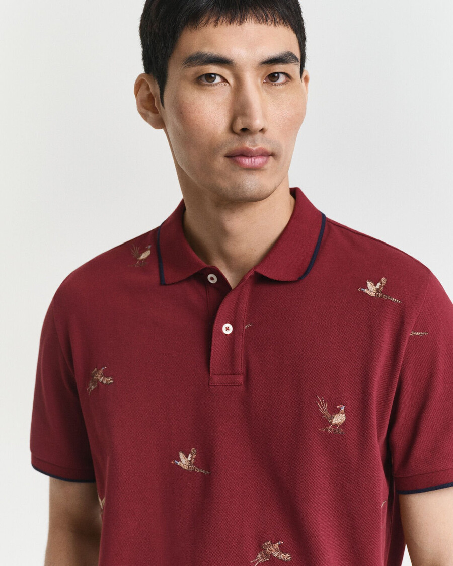 embroidered polo shirt - plumped red