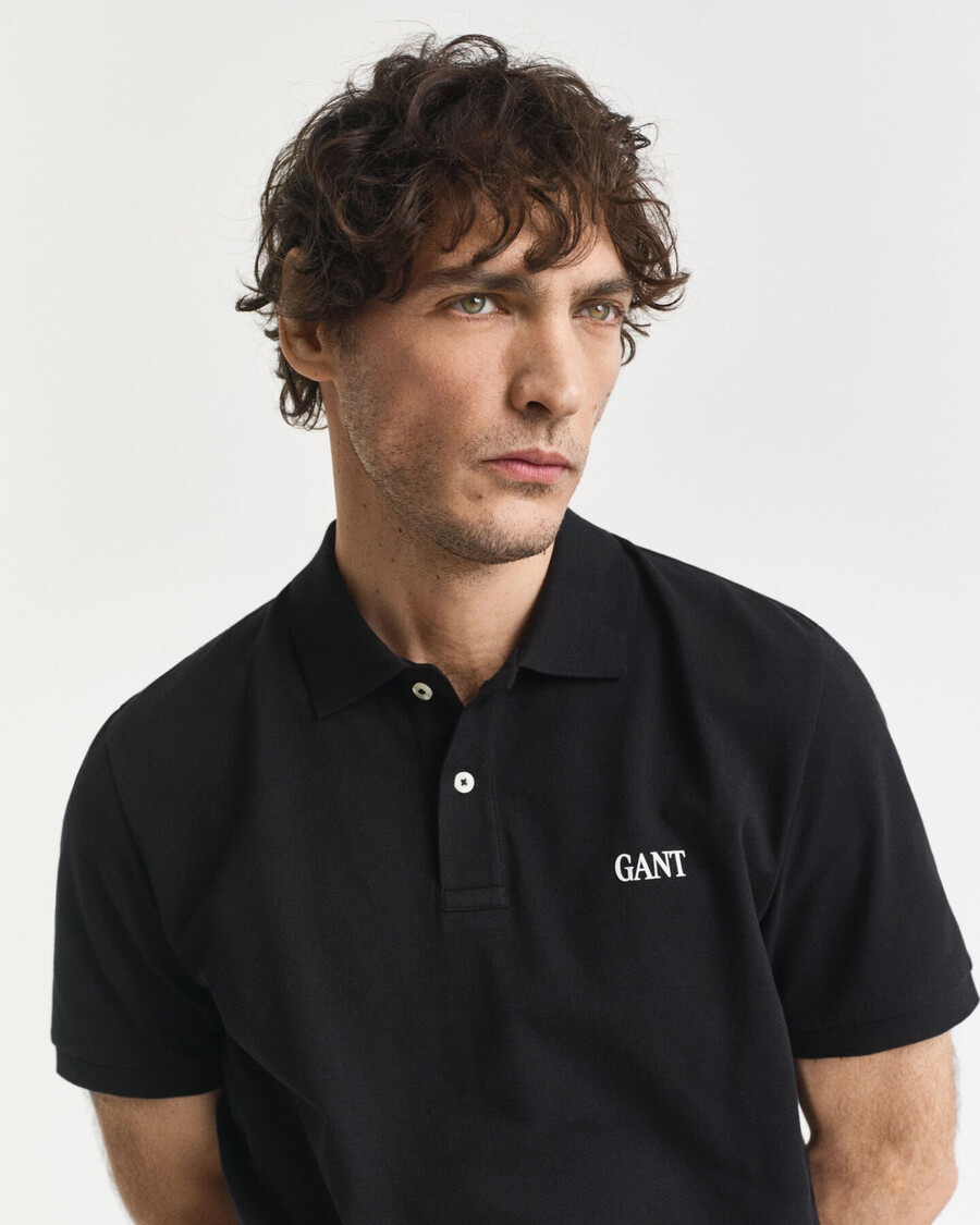 small graphic polo shirt - black