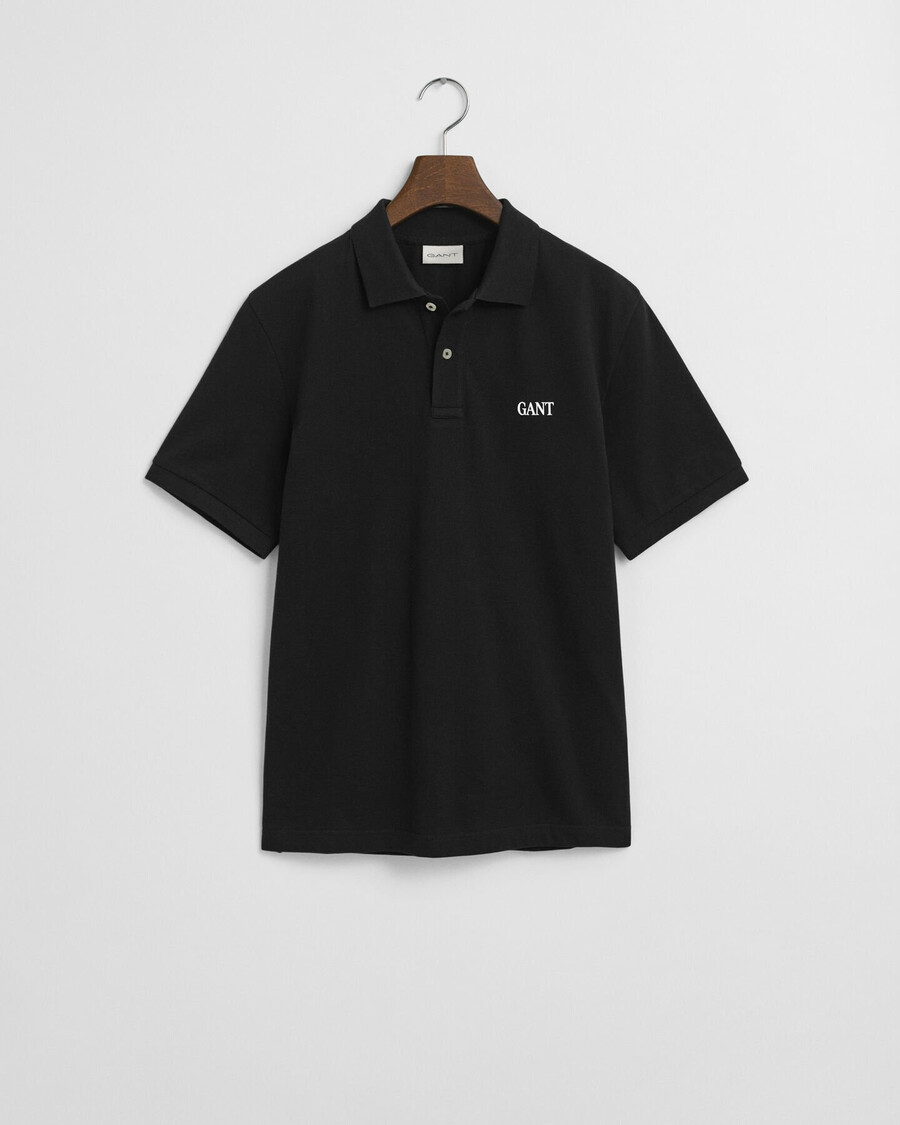 small graphic polo shirt - black
