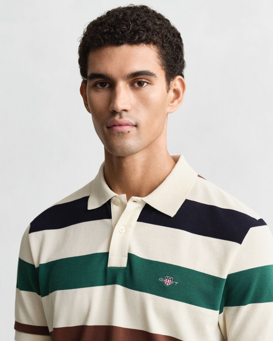 striped polo shirt - cream