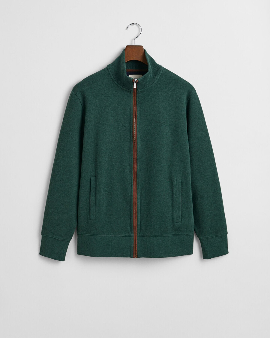 sacker rib zip cardigan - tartan green