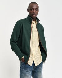 sacker rib zip cardigan - tartan green
