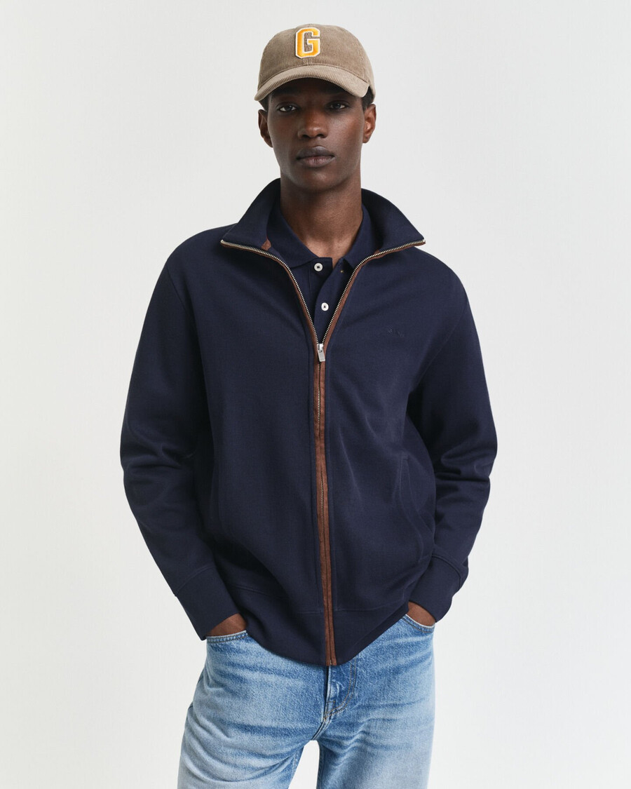 sacker rib zip cardigan - evening blue