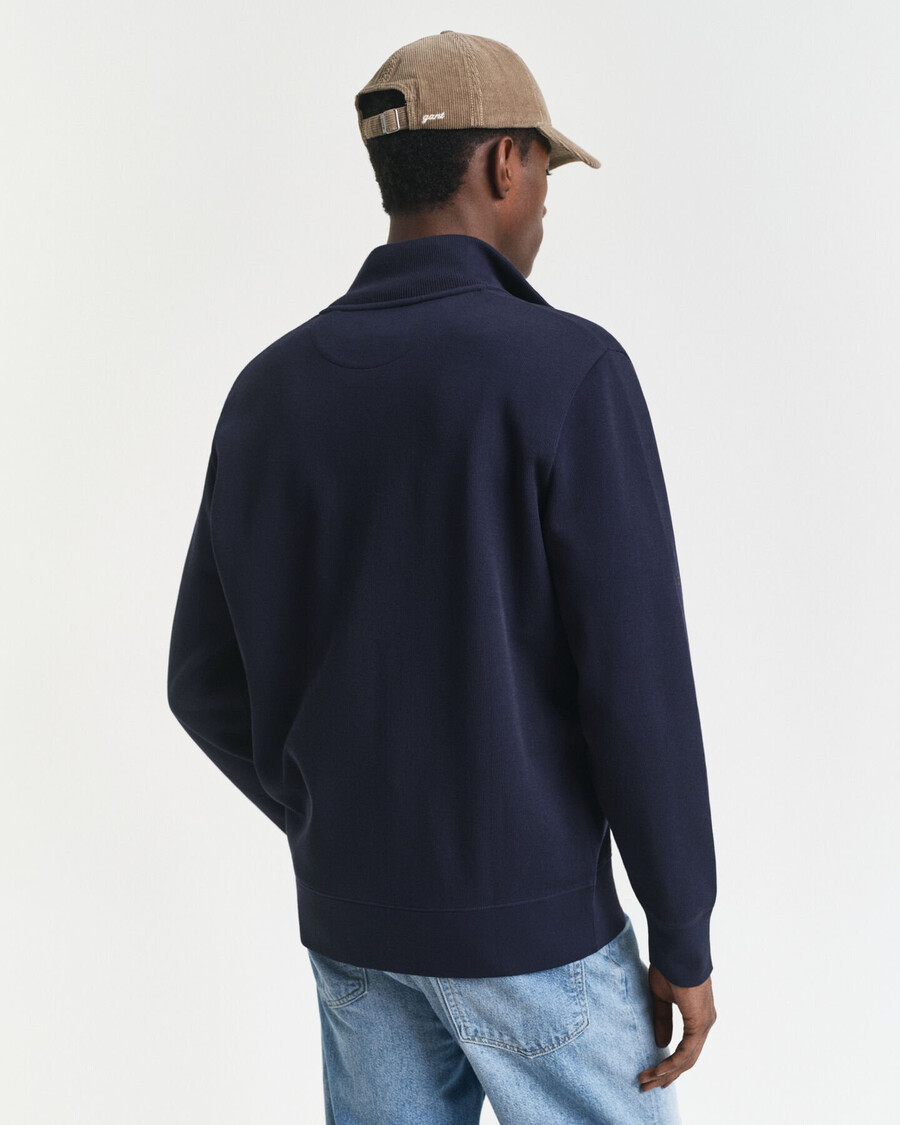 sacker rib zip cardigan - evening blue