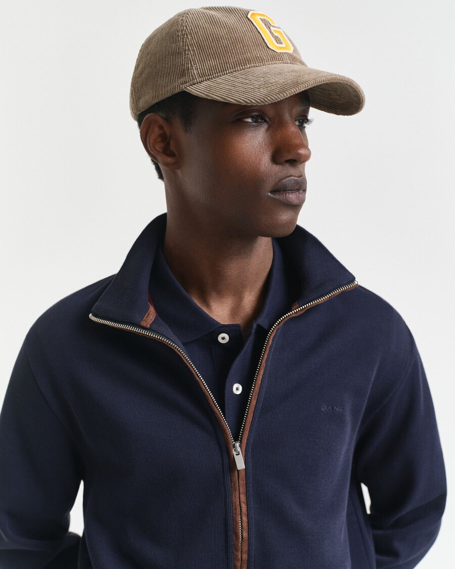 sacker rib zip cardigan - evening blue