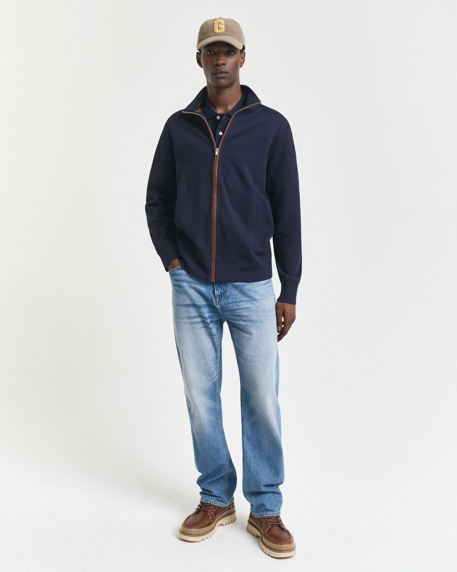 sacker rib zip cardigan - evening blue