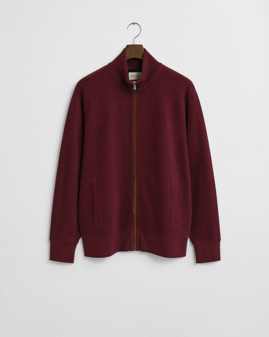 sacker rib zip cardigan - winter wine