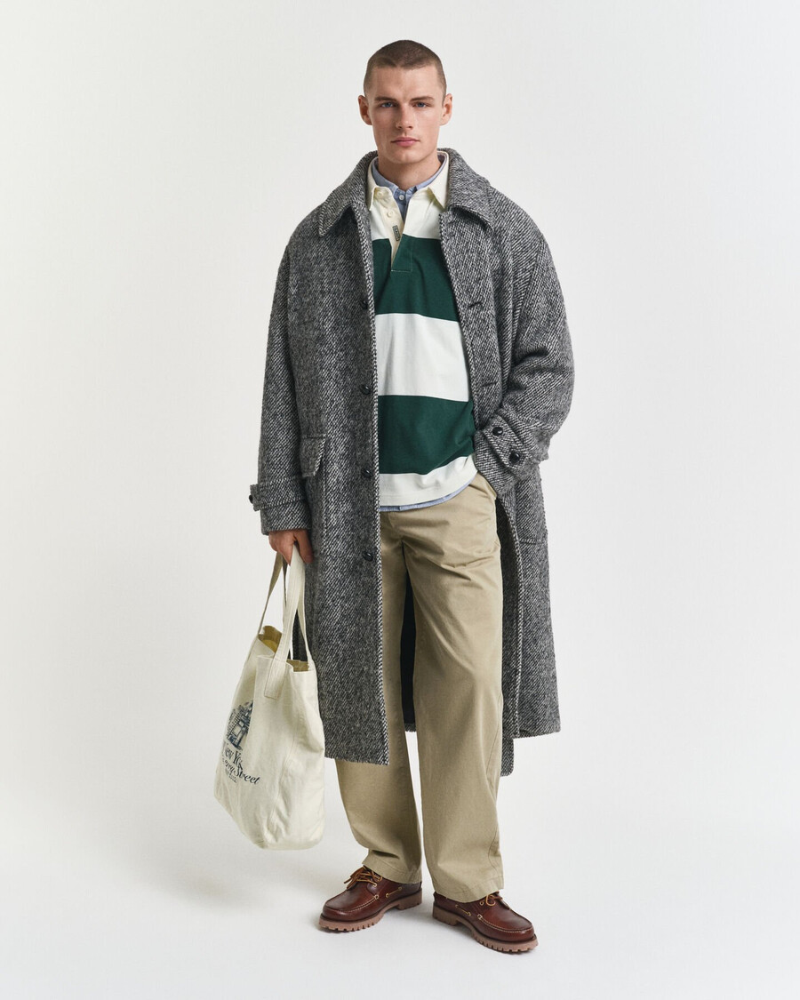 block striped heavy rugger - forest green